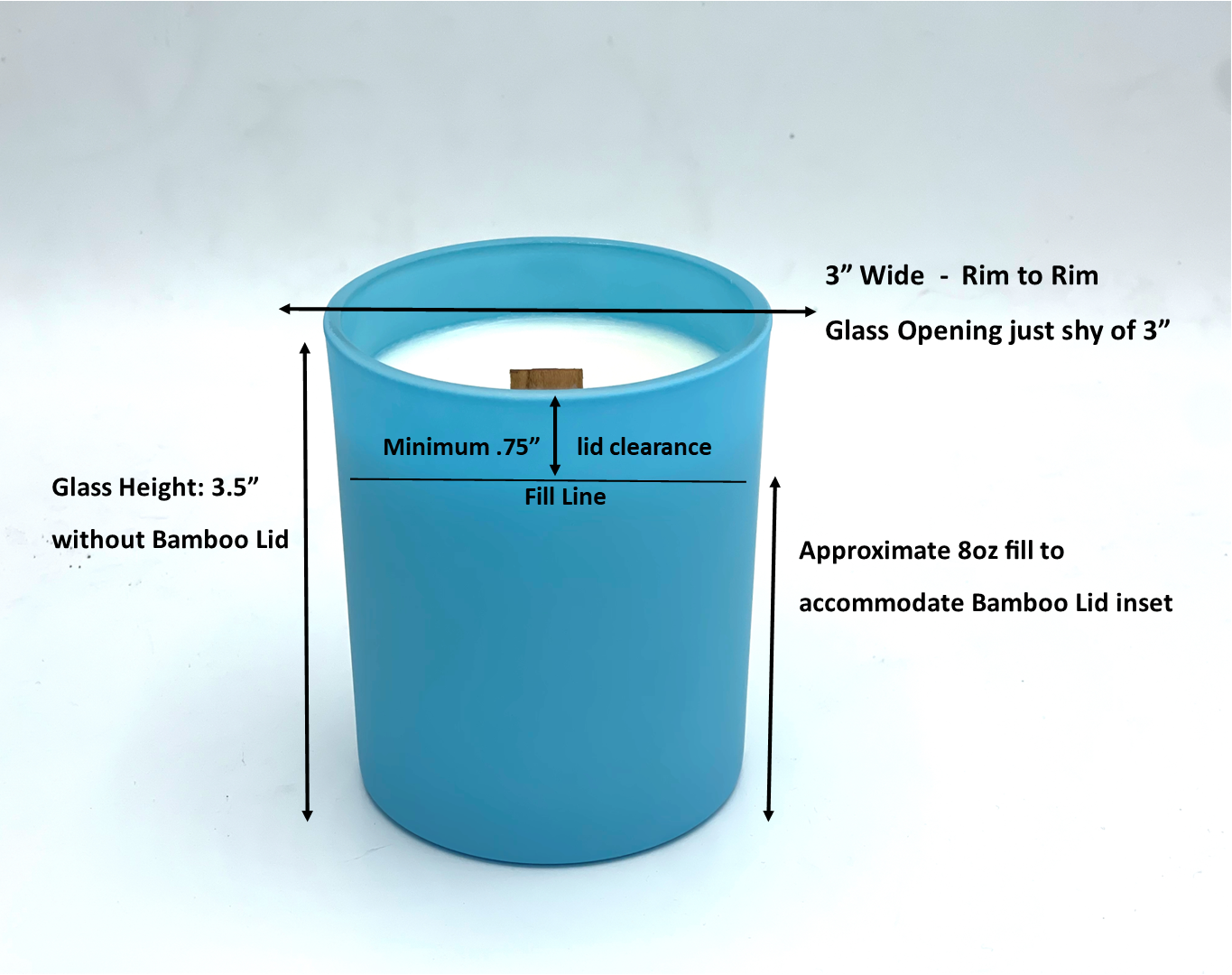 dimensions for 10oz straight sided frosted candle glass