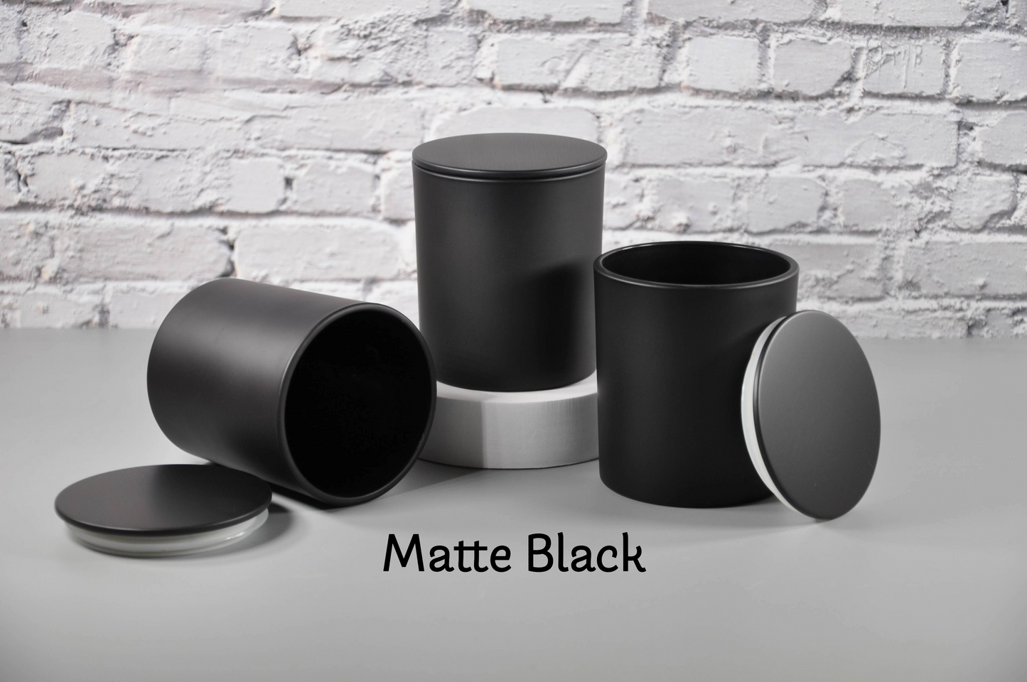 Matte Black 10oz Frosted Candle Glass