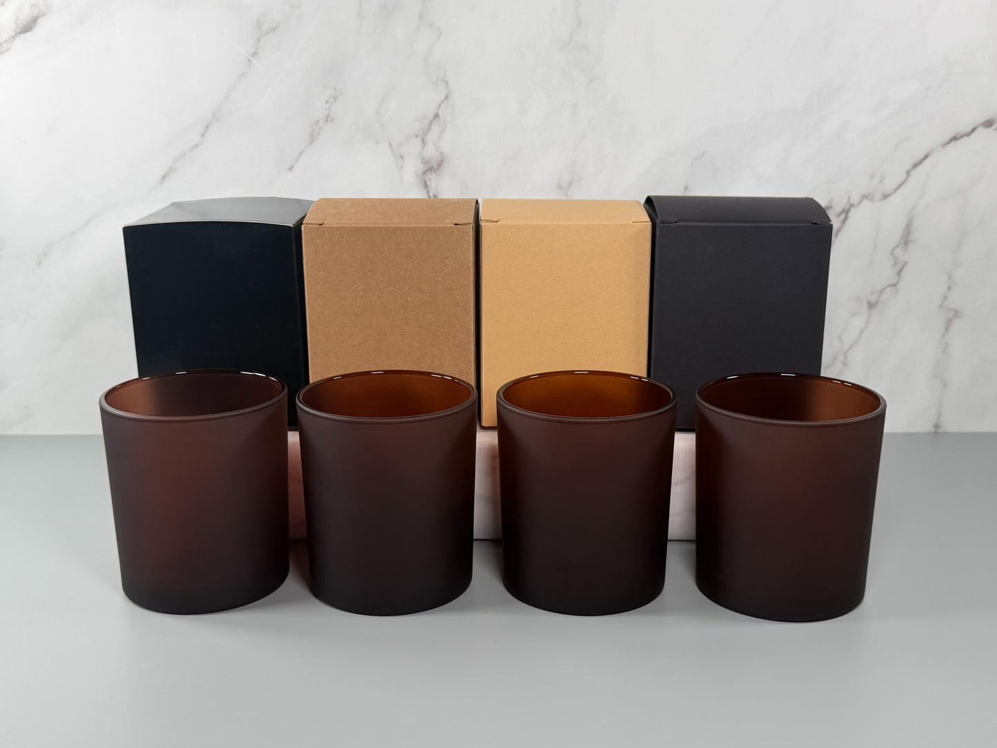 Brown 10oz Frosted Candle Glass