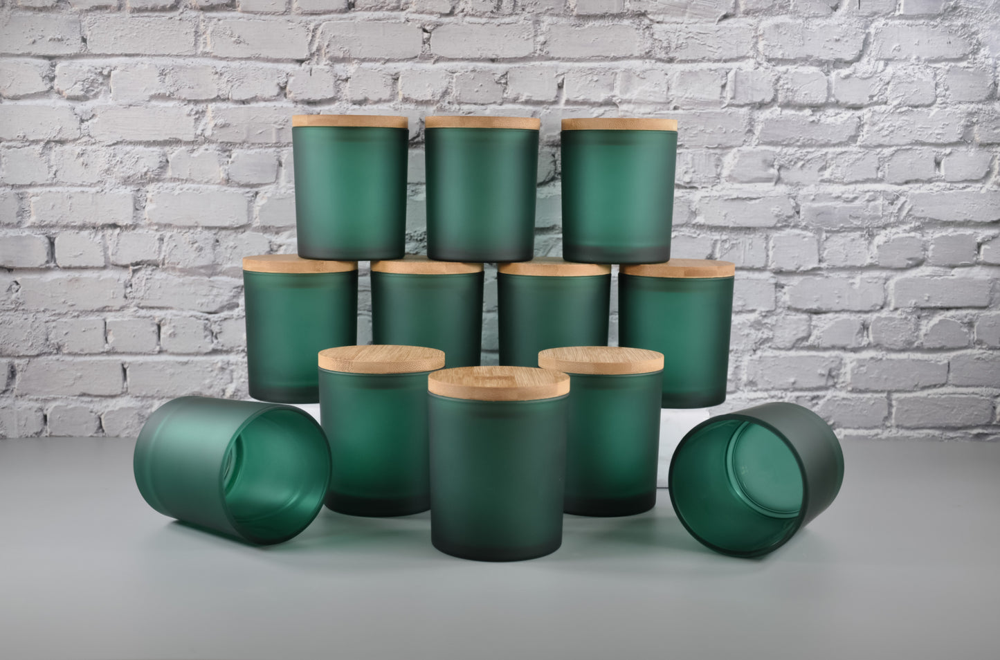 Emerald Green Frosted 10oz Candle Glass