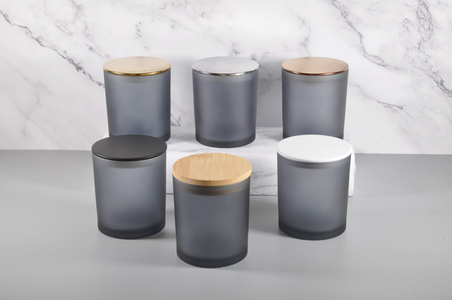 Gray 10oz Frosted Candle Glass