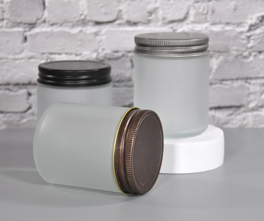 9-oz-white-frosted-clear-mason-jar-lid-candles-lotions-wholesale-jars-lids-bulk-jars-lids-wholesale-bulk-glass-vessels-containers-holders-3-scents-candles-miller-place-NY