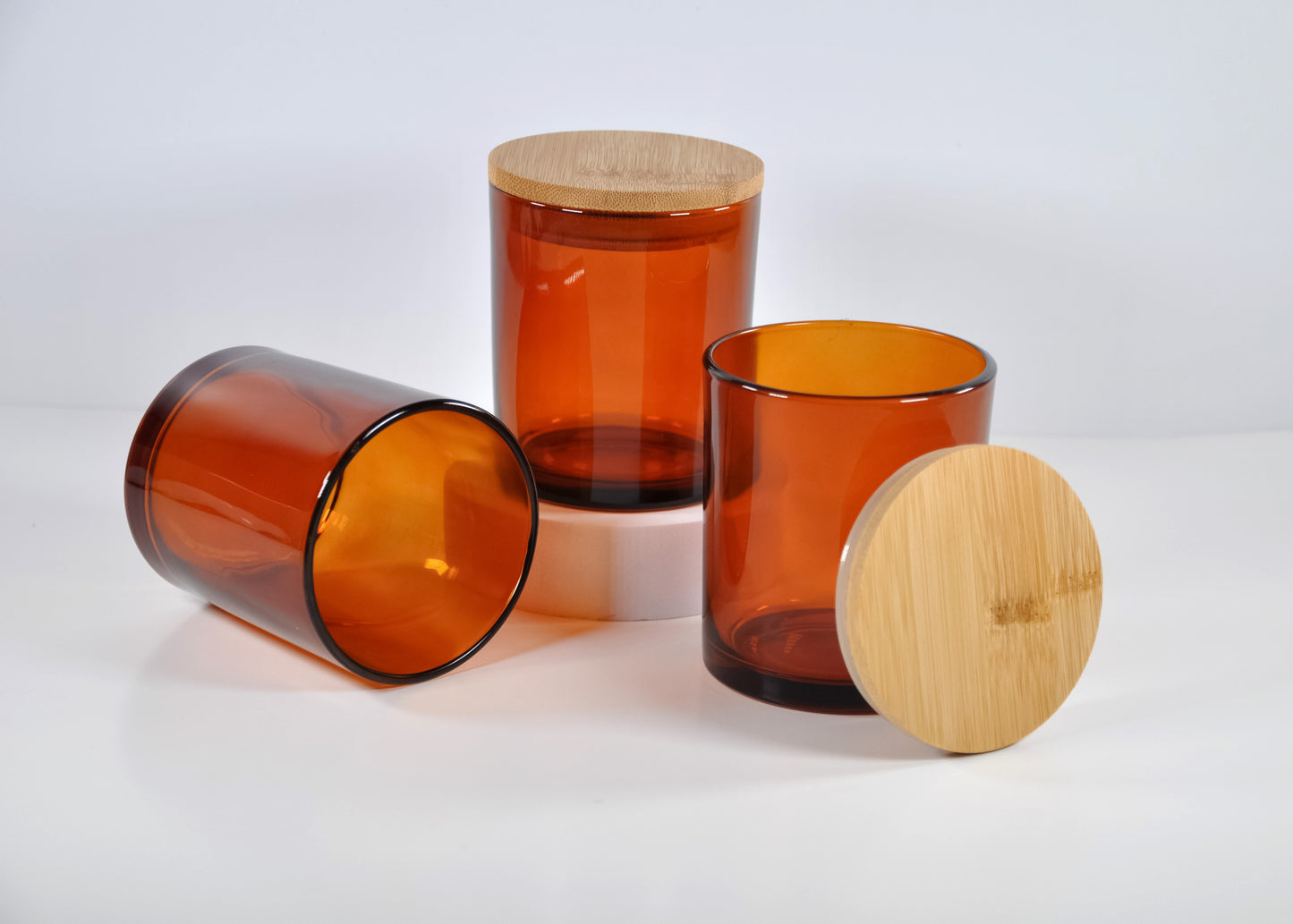 Glossy Amber 10oz Candle Glass