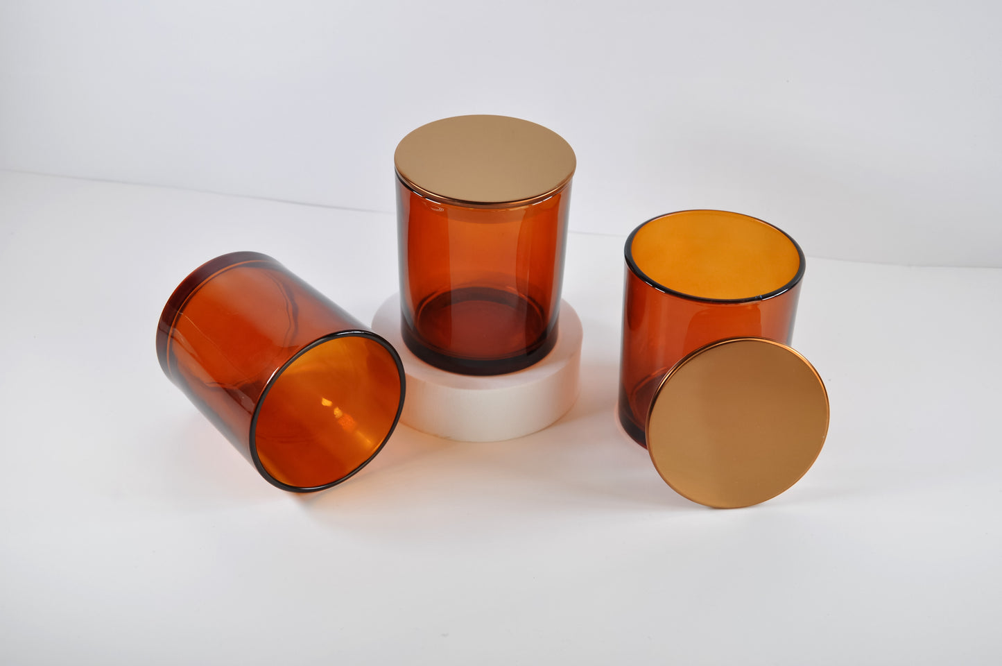 Glossy Amber 10oz Candle Glass