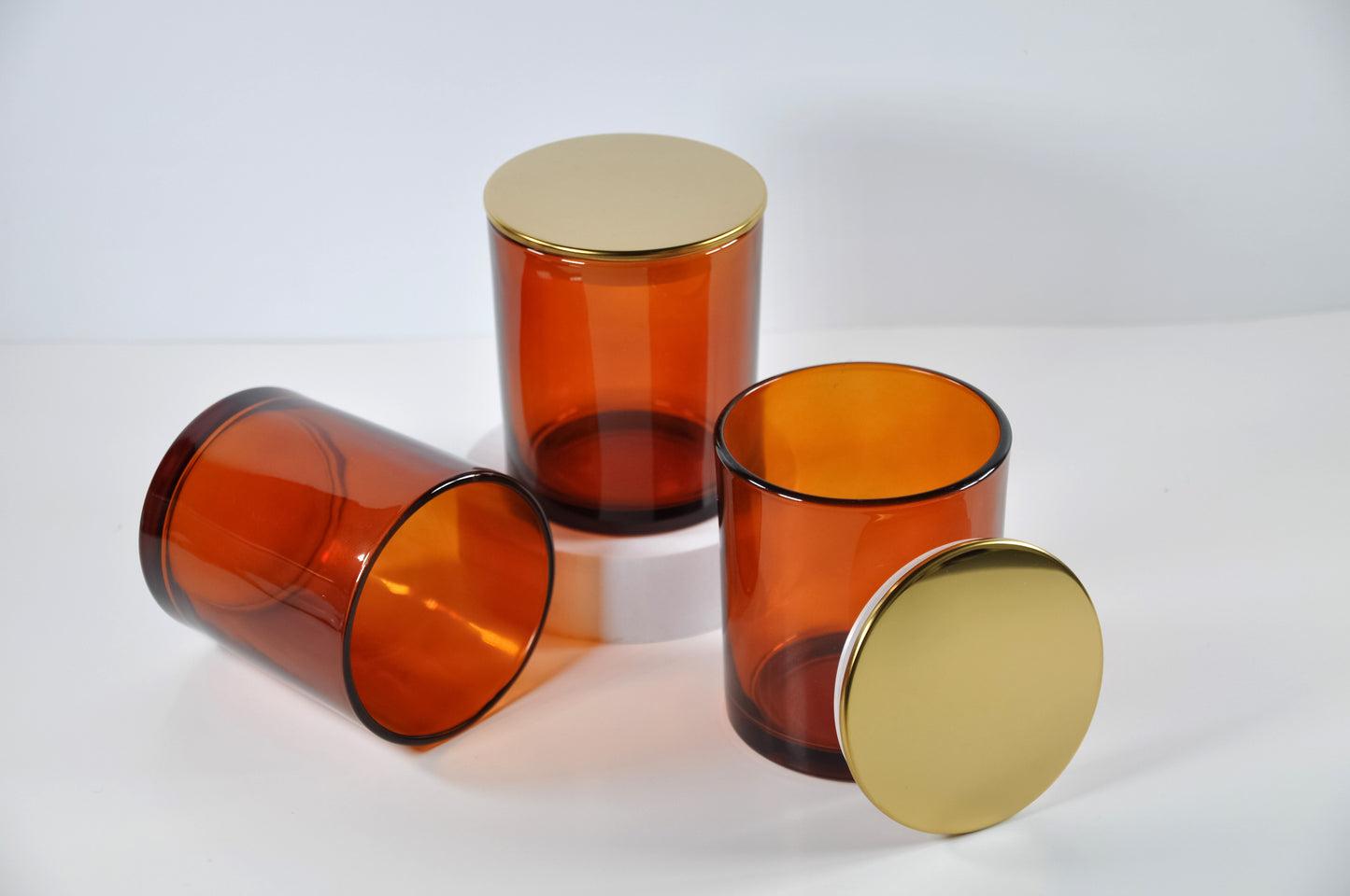 Glossy Amber 10oz Candle Glass