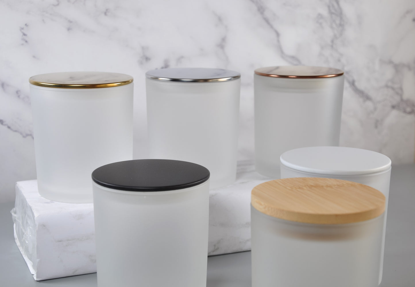 White Frosted 10oz Candle Glass