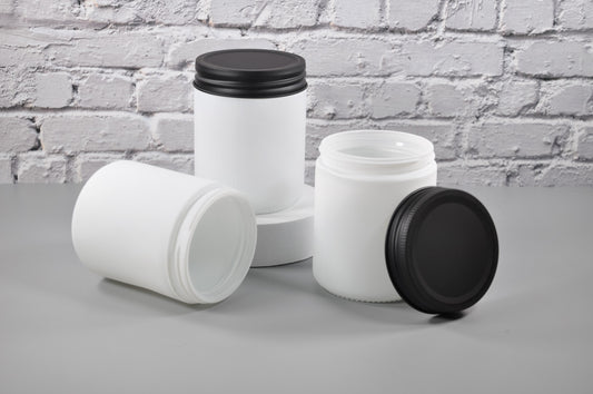 8oz matte white mason jars with black metal lids by 3 Scents Candles