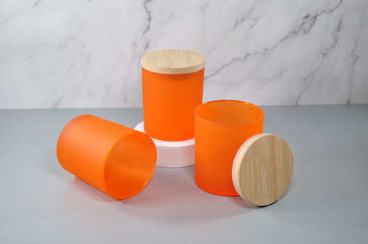 Orange 10oz Frosted Candle Glass