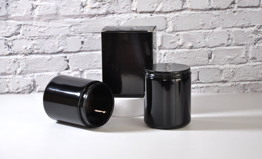 9oz - 8oz black candle jar with lid - mason jars - bulk jars - wholesale jars with lids - 3 Scents Candles NY - storage jars - lotion jars- spice jars