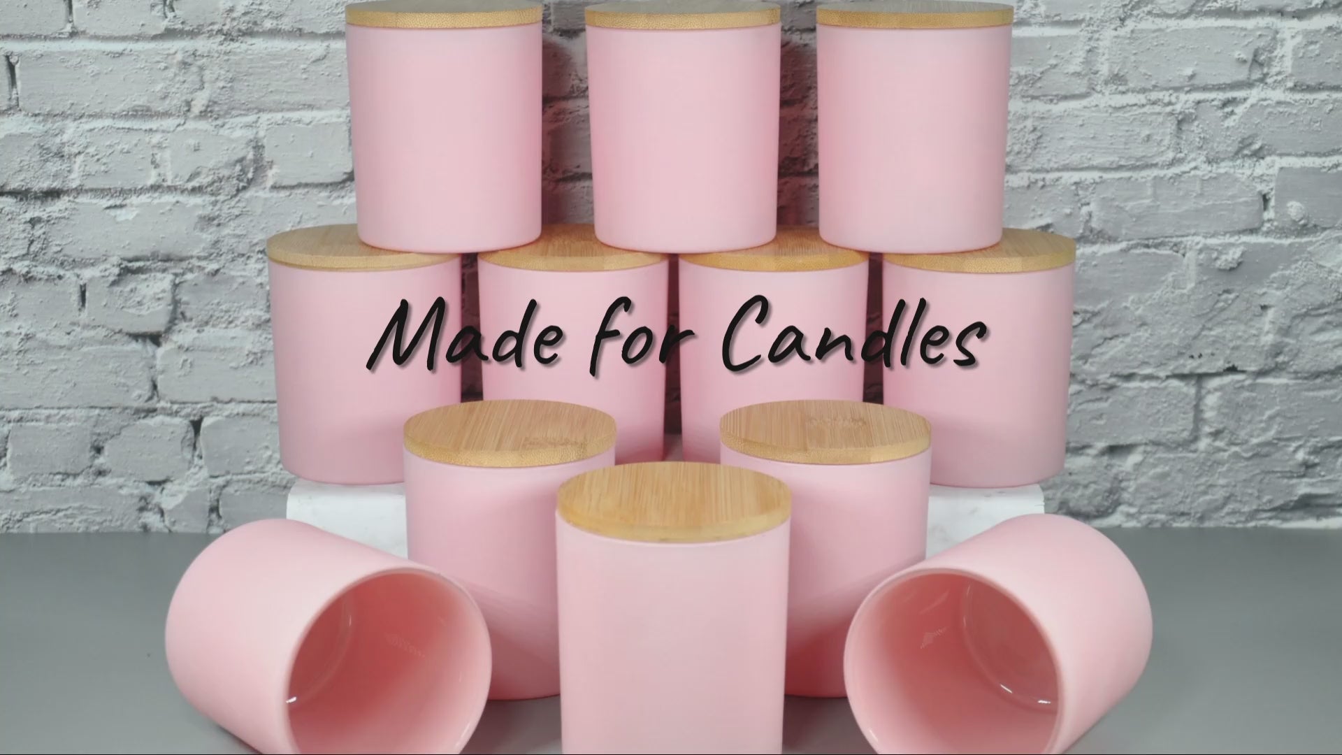 video-matte-pink-10oz-frosted-empty-candle-glass-jars-wholesale-bulk-jars-bulk-glass-candle-holders-vessels-containers-candle-jars-lids-candle-supplies-bamboo-lids-3-scents-candles-NY