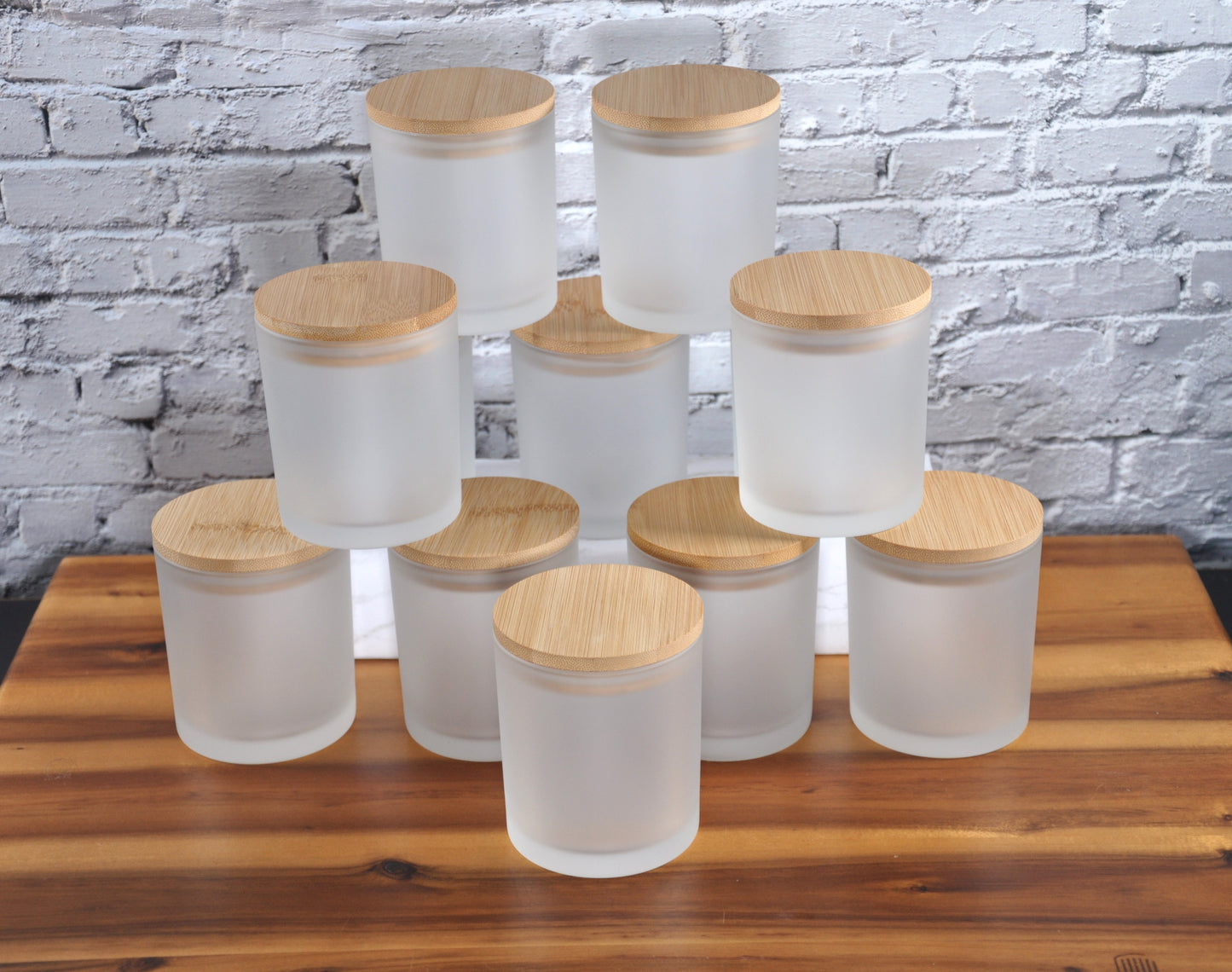 White Frosted 10oz Candle Glass