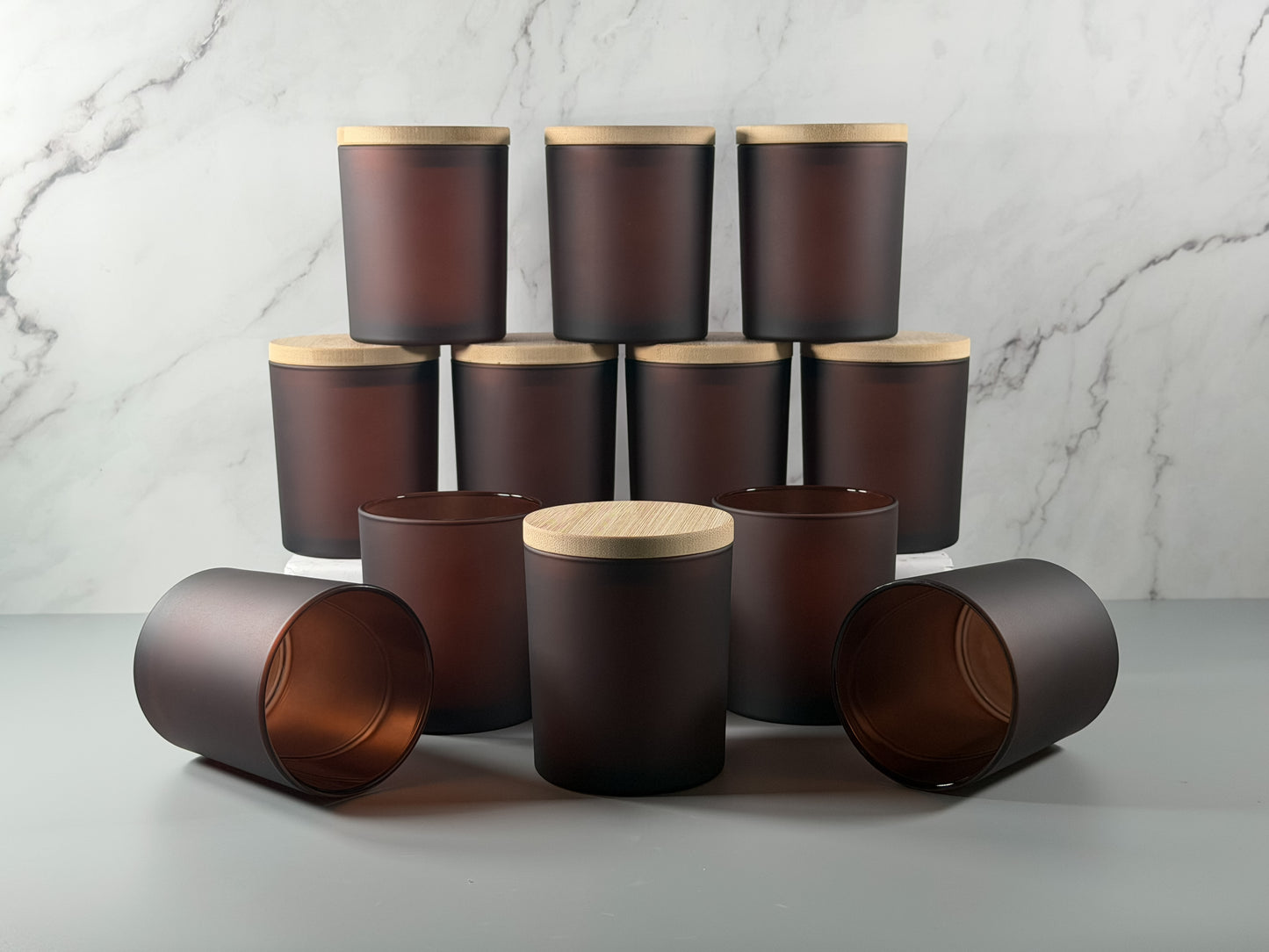 Brown 10oz Frosted Candle Glass