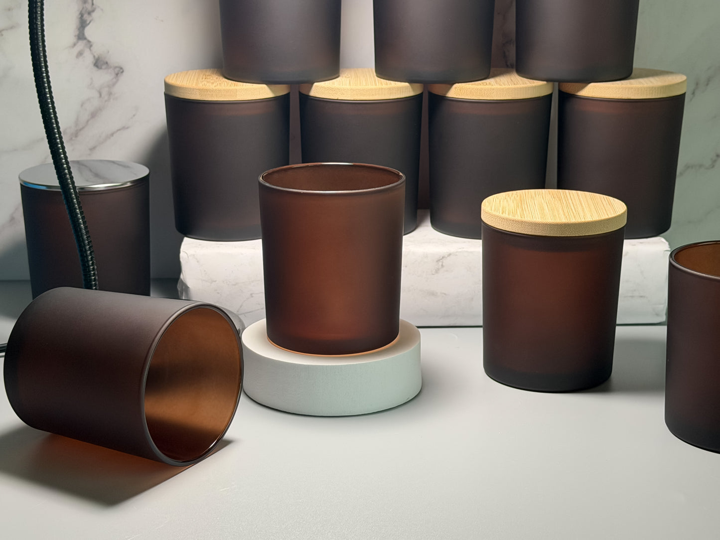 Brown 10oz Frosted Candle Glass