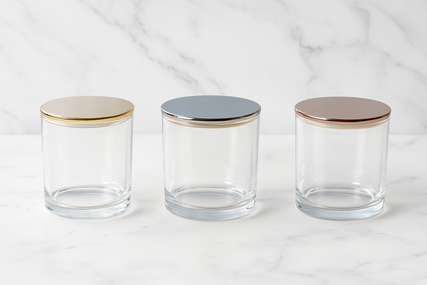 10oz Clear Candle Glass with Metal Flat Top or Bamboo Lid