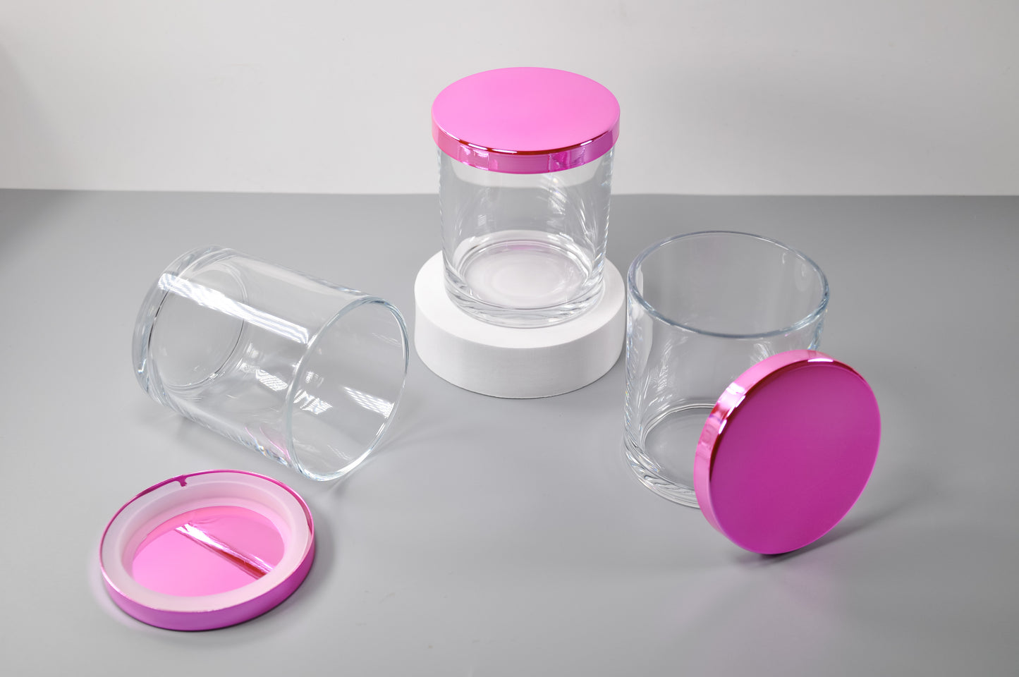 3.25" pink electroplated slip cover iron lid for candle glass