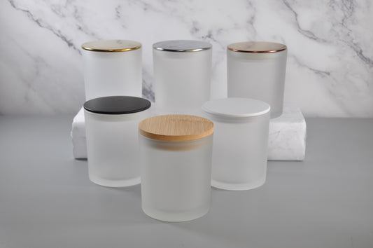 White Frosted 10oz Candle Glass