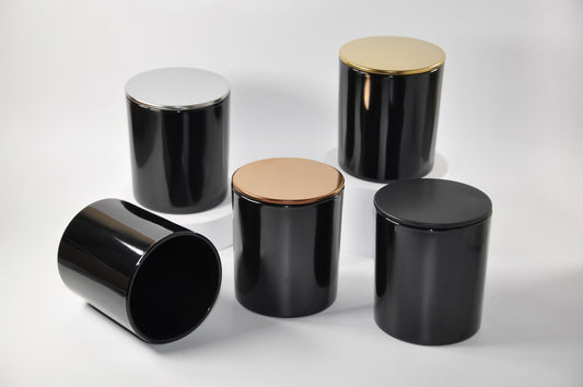 Glossy-black-10oz-frosted-candle-glass-black-lid-bamboo-lid-3-scents-candles-jars-wholesale-bulk-glass-candle-making-supplies