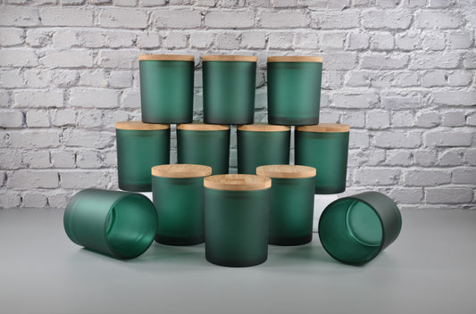 Emerald Green Frosted 10oz Candle Glass