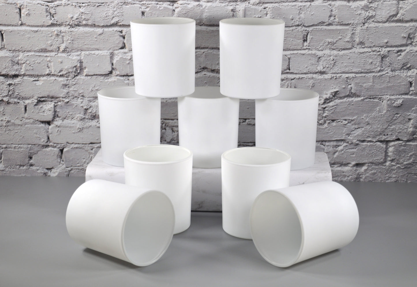 Matte White 10oz Frosted Candle Glass
