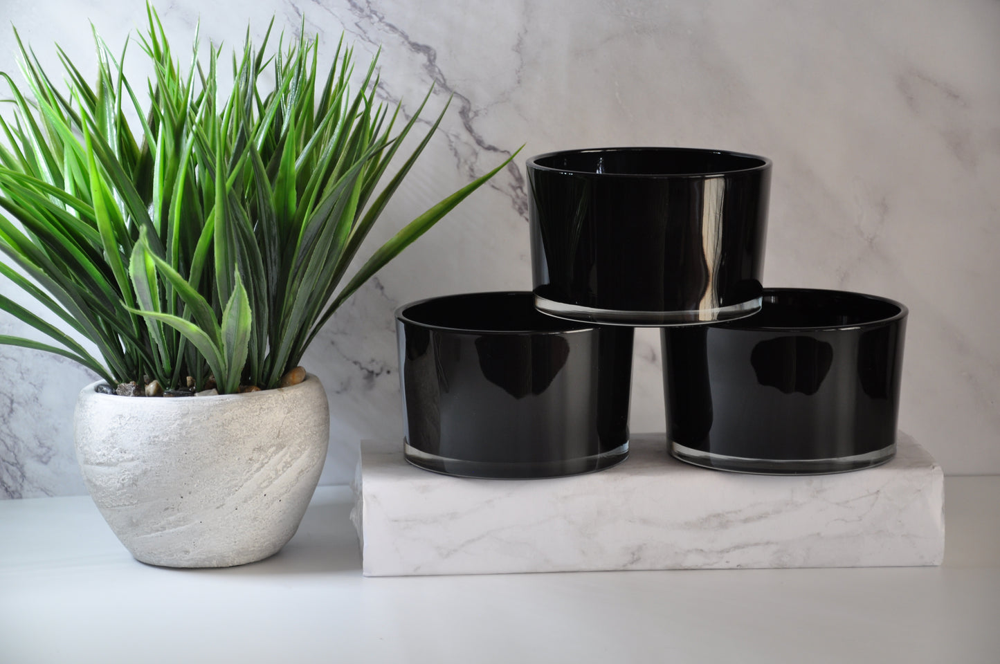 20oz candle bowl - 3 Scents Candles NY - bulk candle jar - wholesale candle jar - luxurious candle bowl - 3 wick candle - large candle container - black glass bowl - 18oz empty candle glass