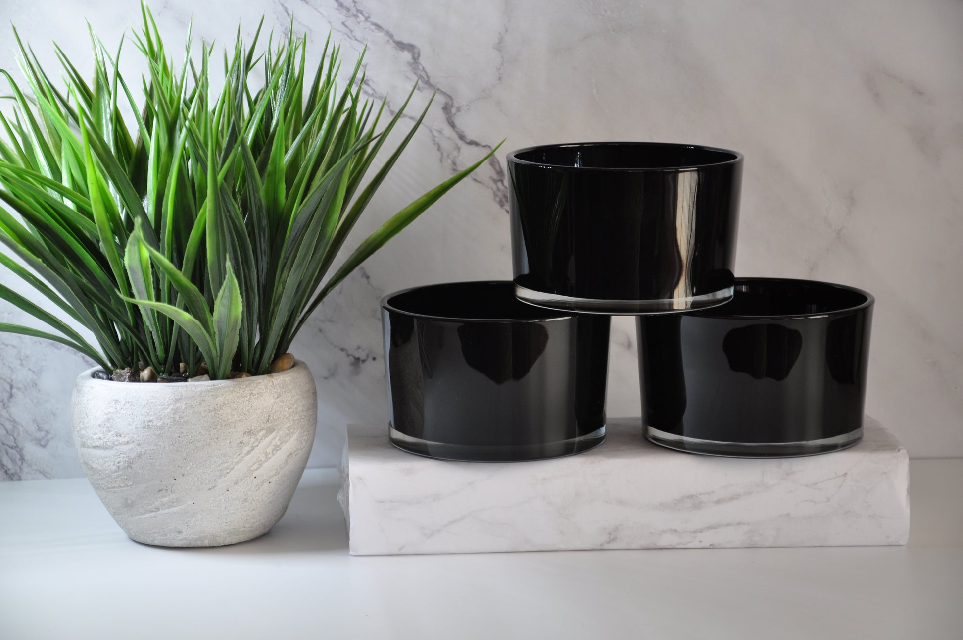 20oz candle bowl - 3 Scents Candles NY - bulk candle jar - wholesale candle jar - luxurious candle bowl - 3 wick candle - large candle container - black glass bowl - 18oz empty candle glass
