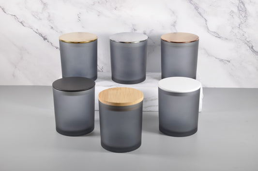 Gray 10oz Frosted Candle Glass