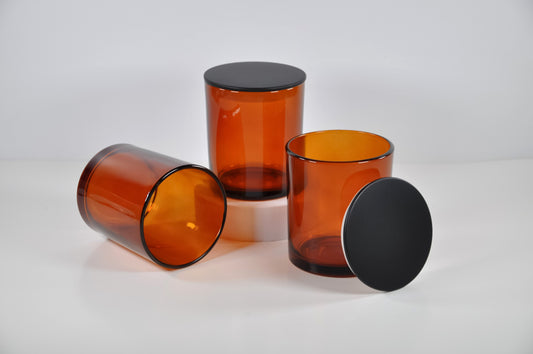 Amber 10oz Candle Glass