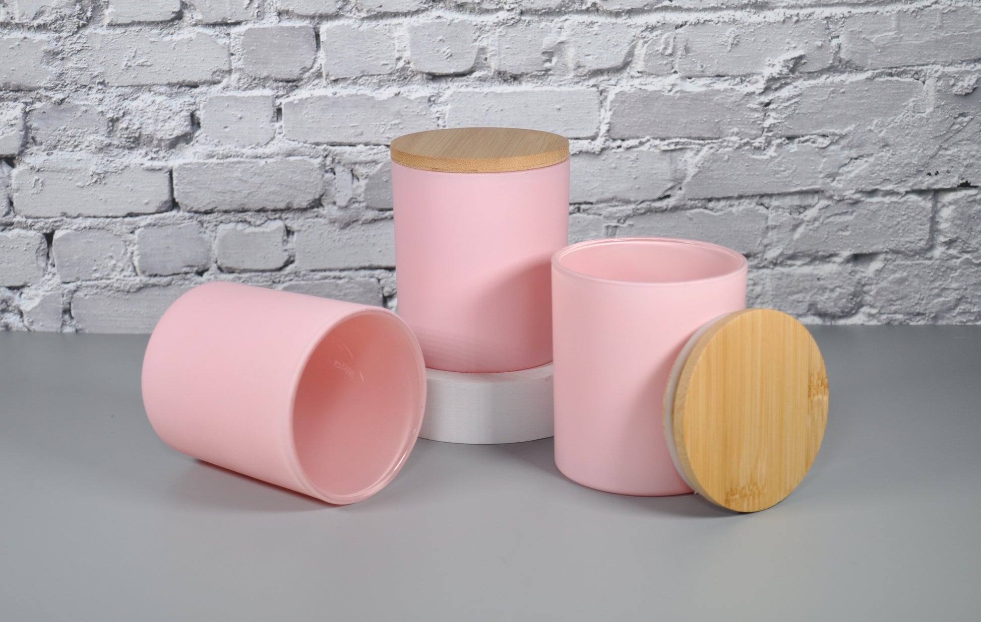 matte-pink-10oz-frosted-empty-candle-glass-jars-wholesale-bulk-jars-bulk-glass-candle-holders-vessels-containers-candle-jars-lids-candle-supplies-bamboo-lids-3-scents-candles-NY