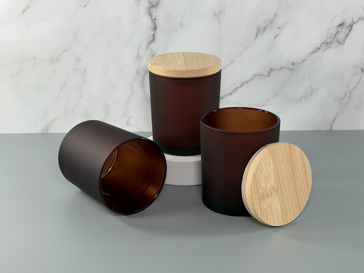 Brown 10oz Frosted Candle Glass