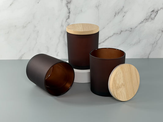 Brown 10oz Frosted Candle Glass