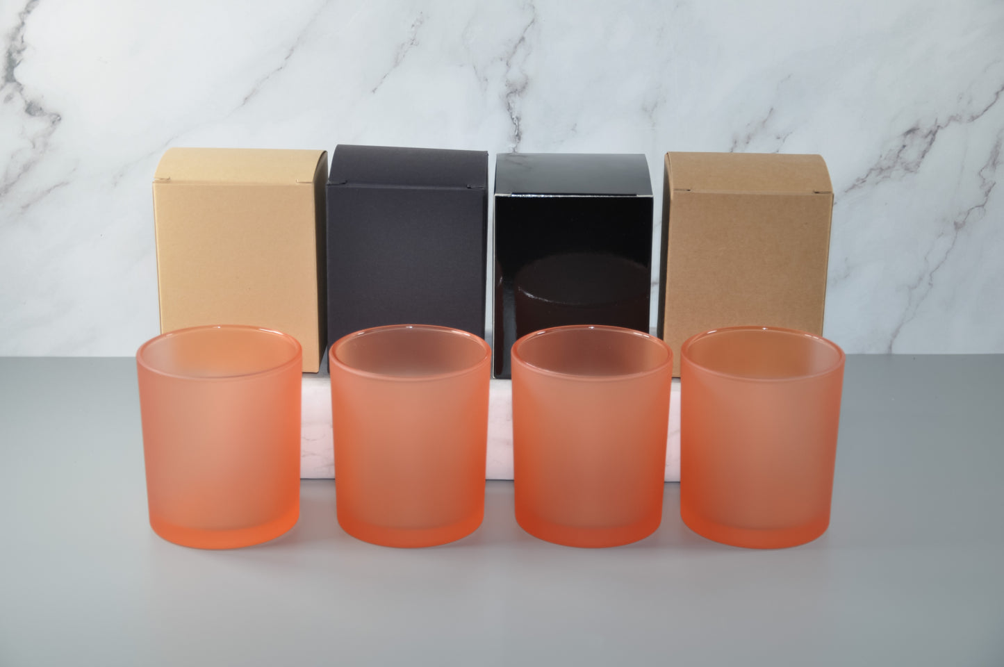 Peach 10oz Frosted Candle Glass