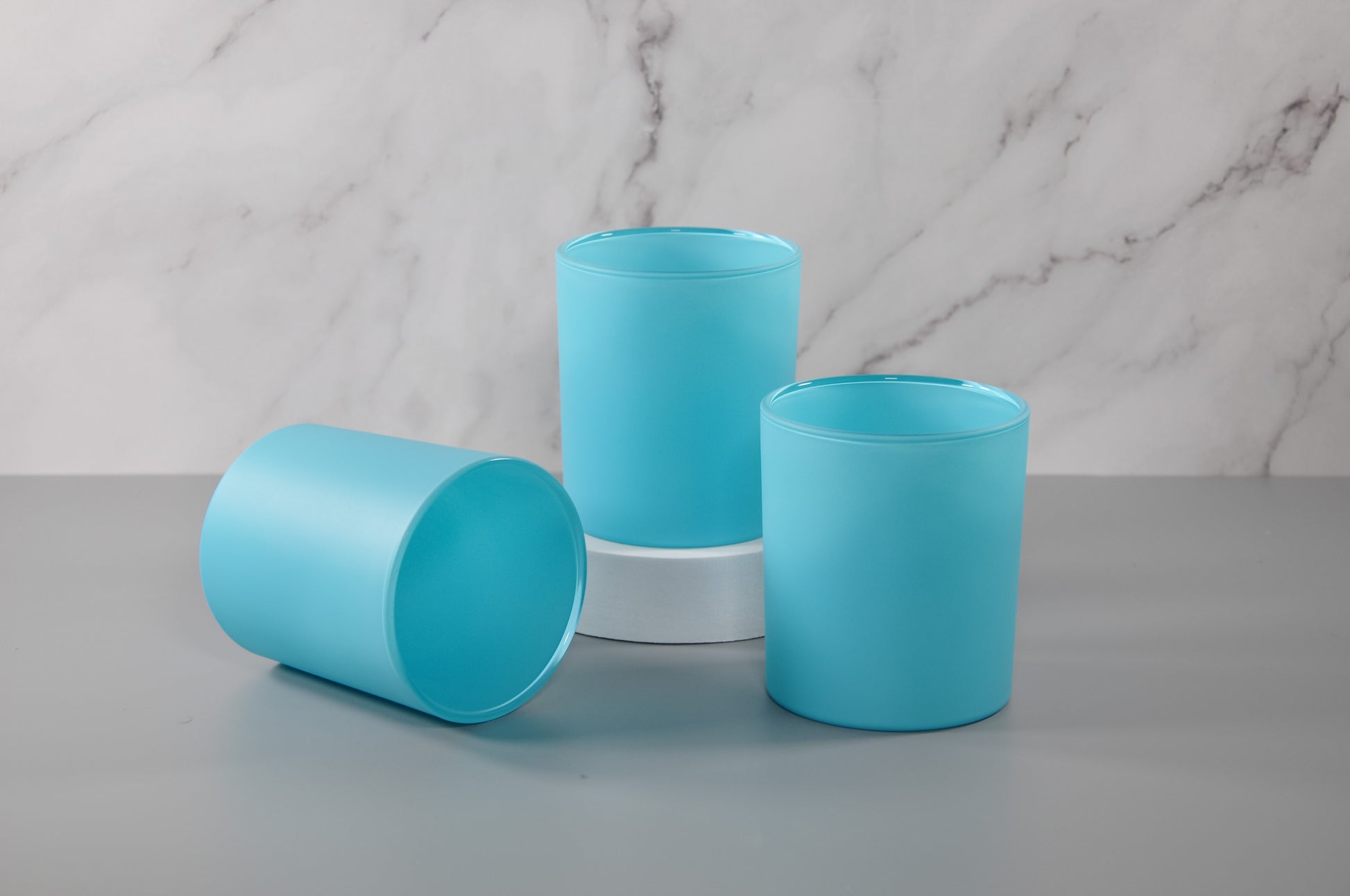 Matte blue 10oz straight sided tumbler jar with lid, 10oz frosted glass, candle jars, candle jars and lids, candle jar, candle containers, candle jars empty, candles jars bulk, candle vessels, empty candle jars, candle glass wholesale, bulk candle jars, 3scentscandles