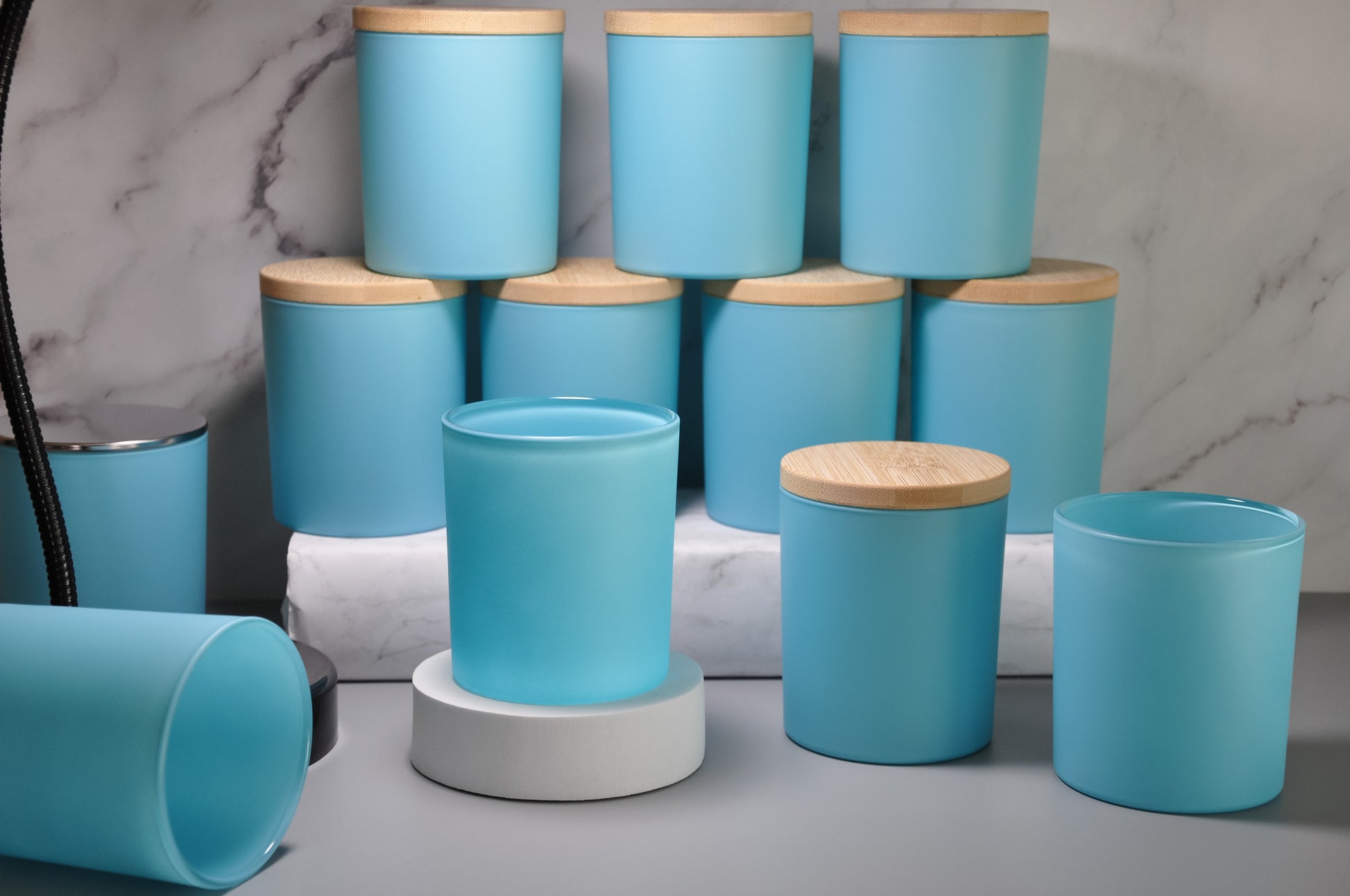 Matte blue 10oz straight sided tumbler jar with lid, 10oz frosted glass, candle jars, candle jars and lids, candle jar, candle containers, candle jars empty, candles jars bulk, candle vessels, empty candle jars, candle glass wholesale, bulk candle jars, 3scentscandles