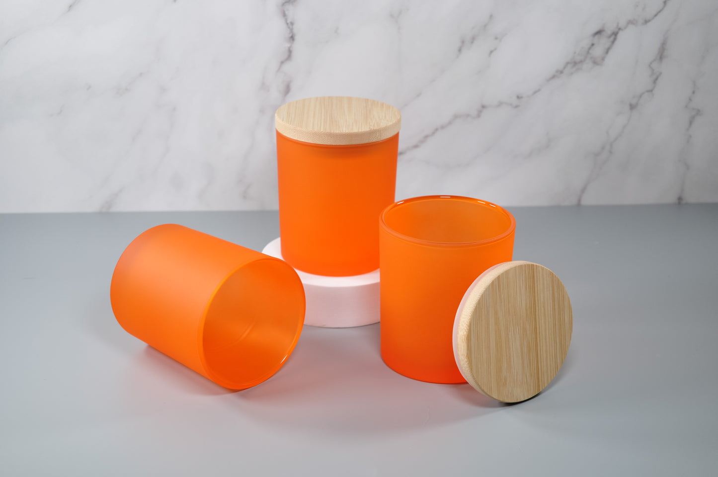 Orange 10oz Frosted Candle Glass
