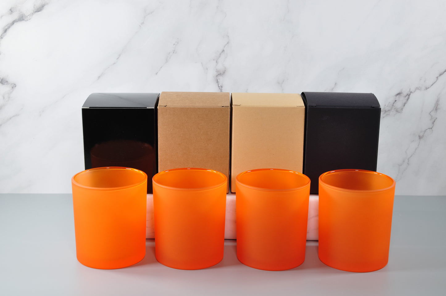 Orange 10oz Frosted Candle Glass