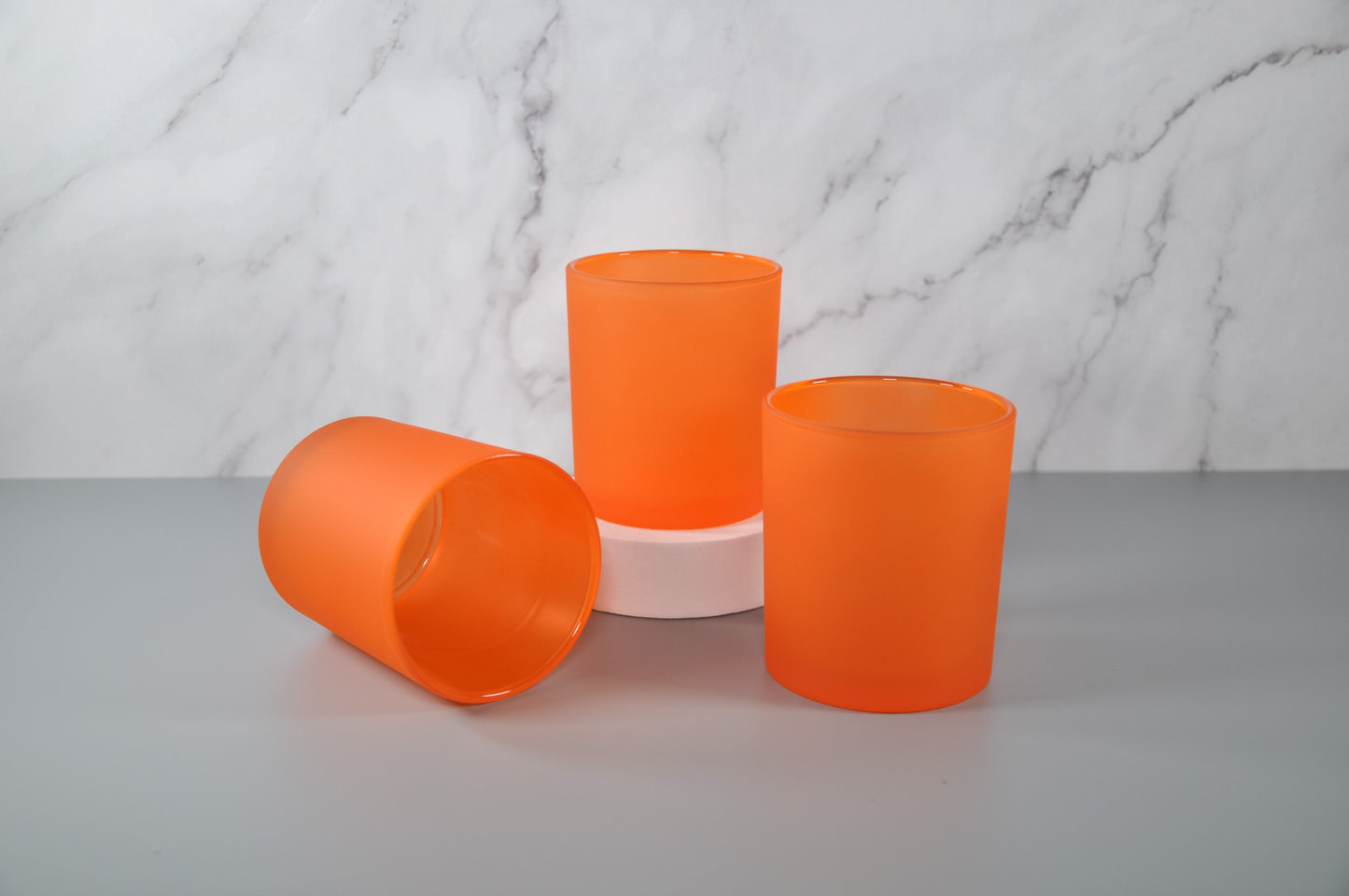 Orange 10oz Frosted Candle Glass
