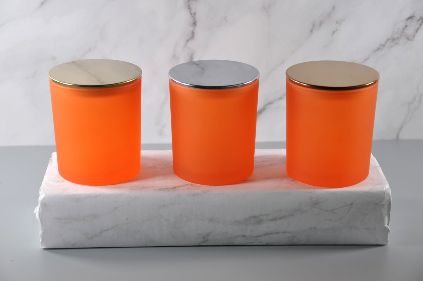 Orange 10oz Frosted Candle Glass