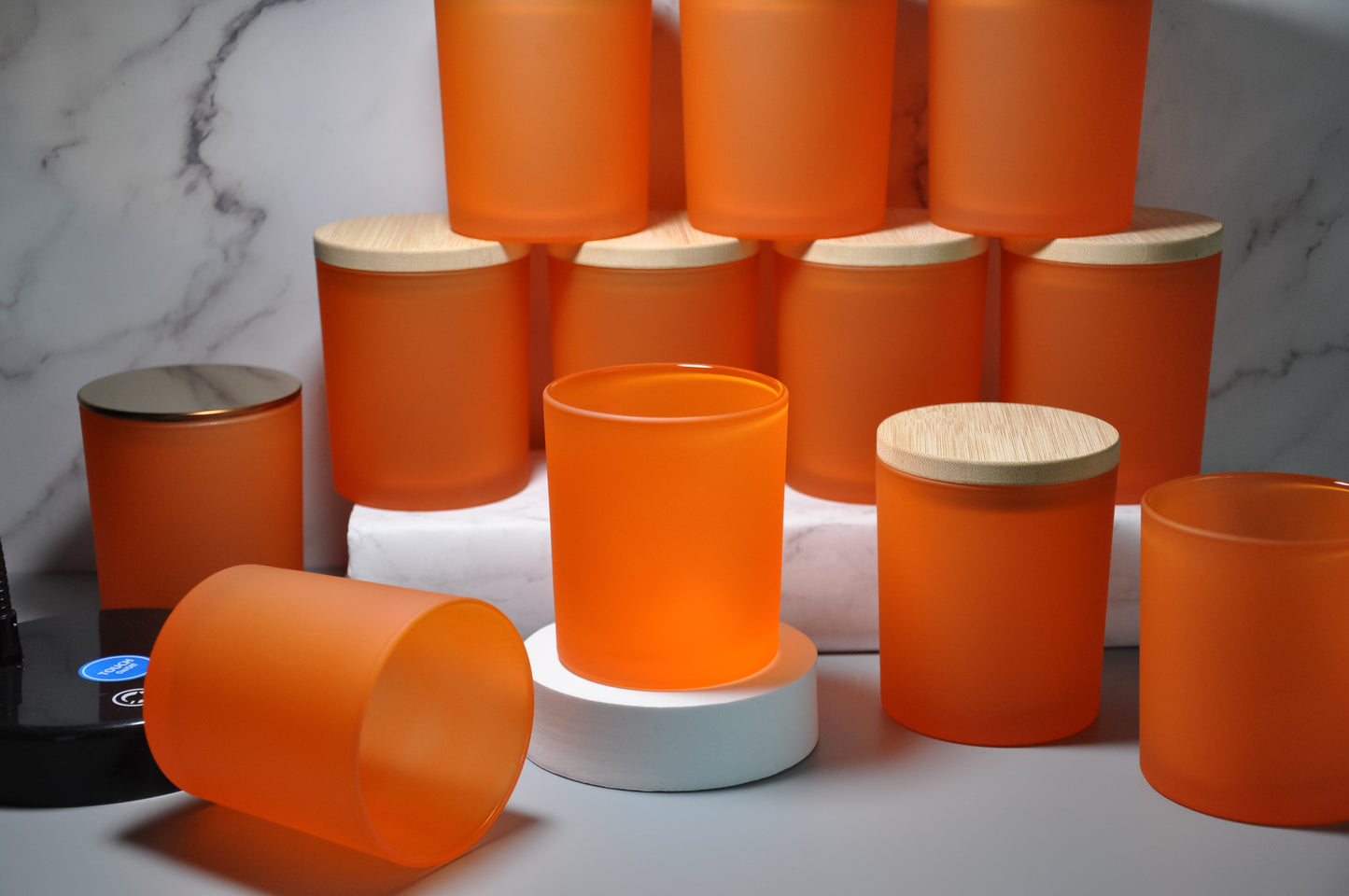 Orange 10oz Frosted Candle Glass