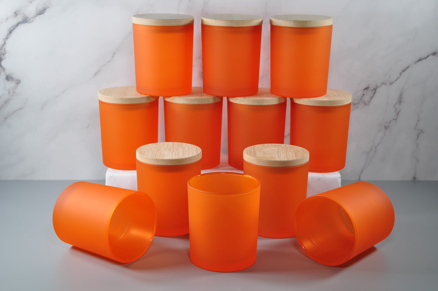 Orange 10oz Frosted Candle Glass