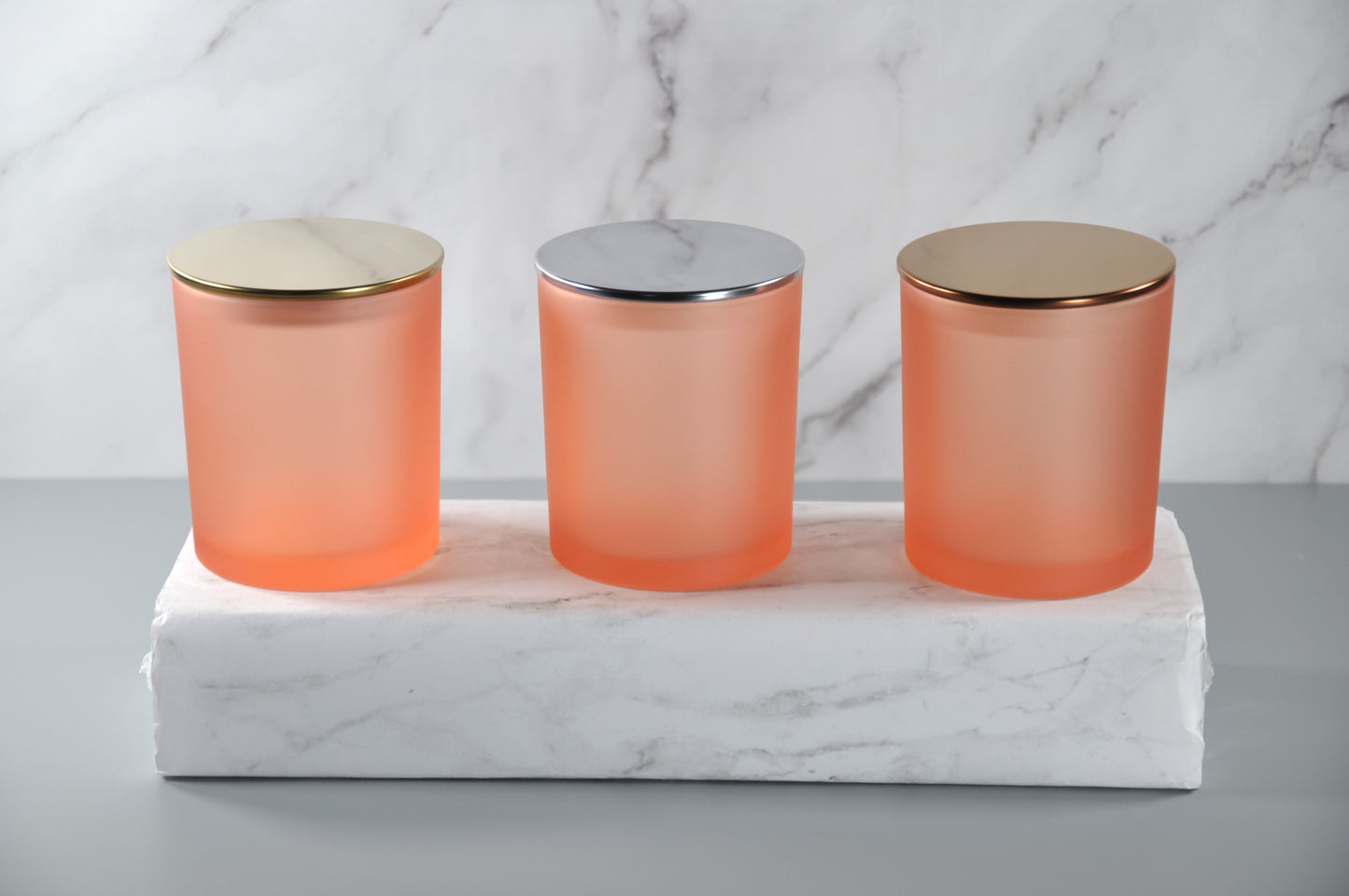 Peach 10oz Frosted Candle Glass