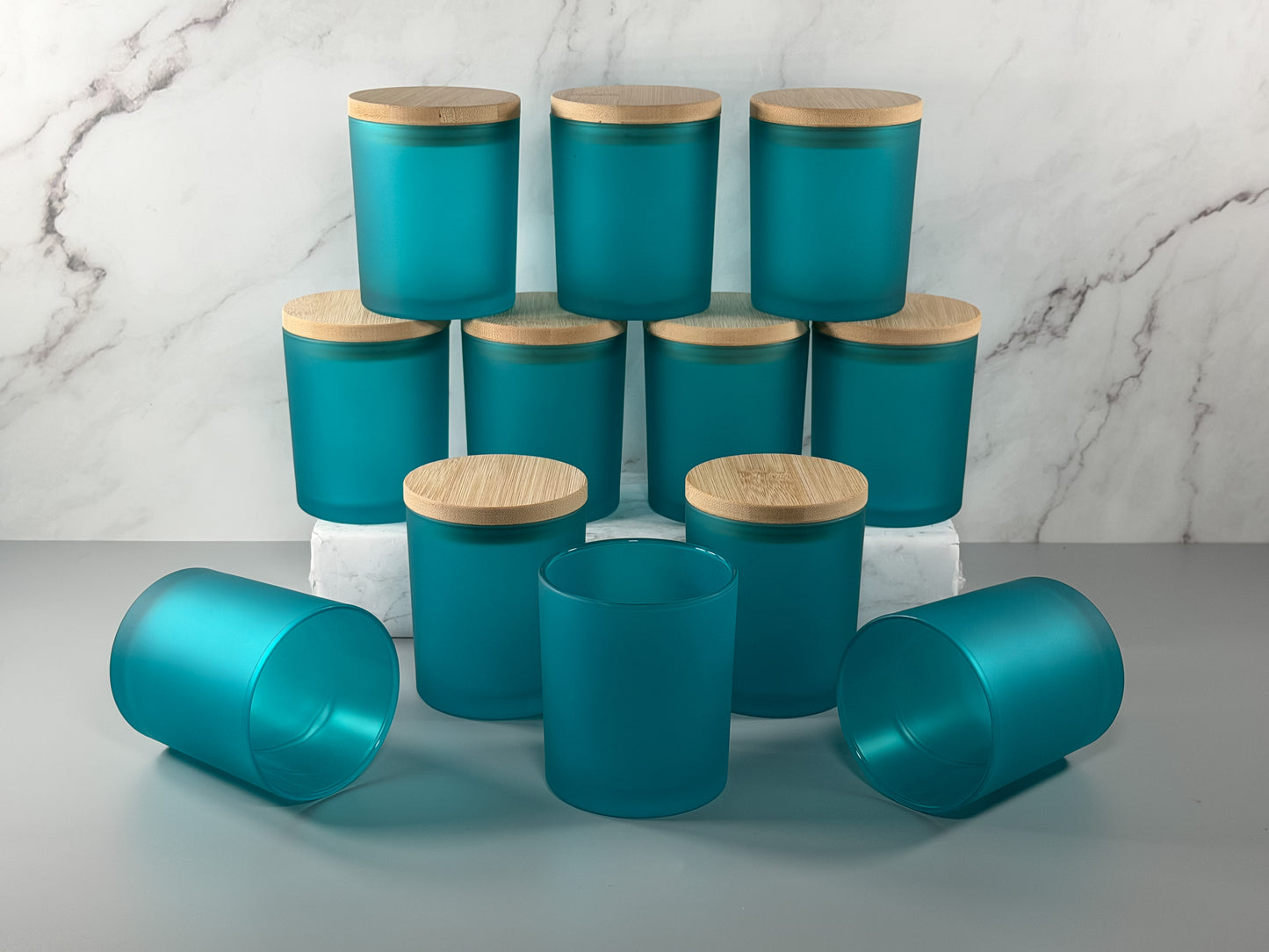 Teal 10oz straight sided tumbler jar with lid, 10oz frosted glass, candle jars, candle jars and lids, candle jar, candle containers, candle jars empty, candles jars bulk, candle vessels, empty candle jars, candle glass wholesale, bulk candle jars, 3scentscandles
