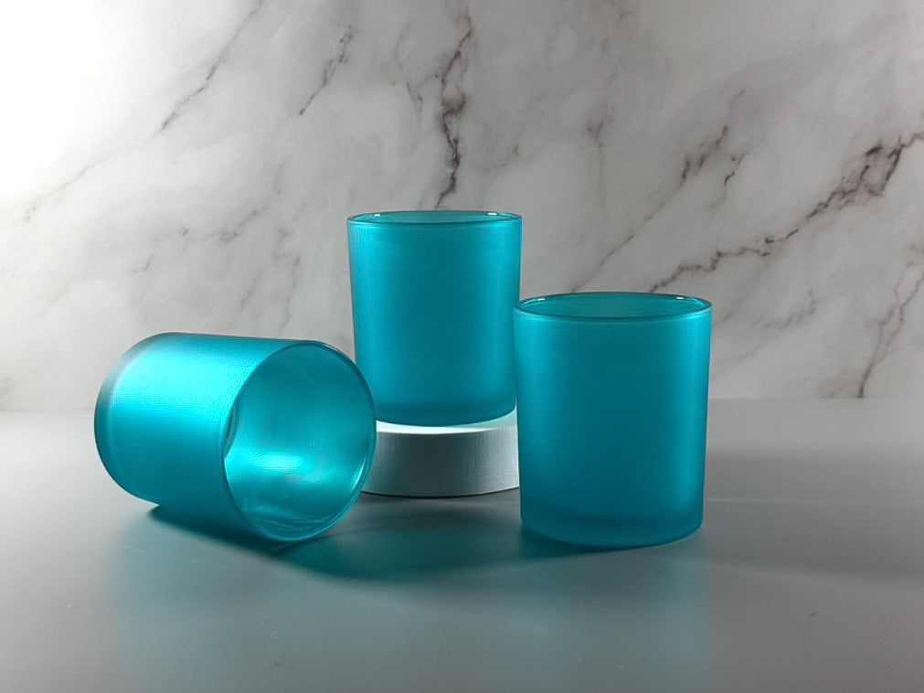Teal 10oz straight sided tumbler jar with lid, 10oz frosted glass, candle jars, candle jars and lids, candle jar, candle containers, candle jars empty, candles jars bulk, candle vessels, empty candle jars, candle glass wholesale, bulk candle jars, 3scentscandles