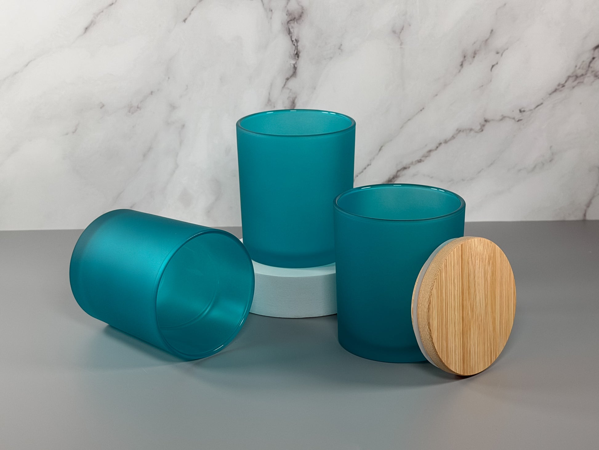 Teal 10oz straight sided tumbler jar with lid, 10oz frosted glass, candle jars, candle jars and lids, candle jar, candle containers, candle jars empty, candles jars bulk, candle vessels, empty candle jars, candle glass wholesale, bulk candle jars, 3scentscandles