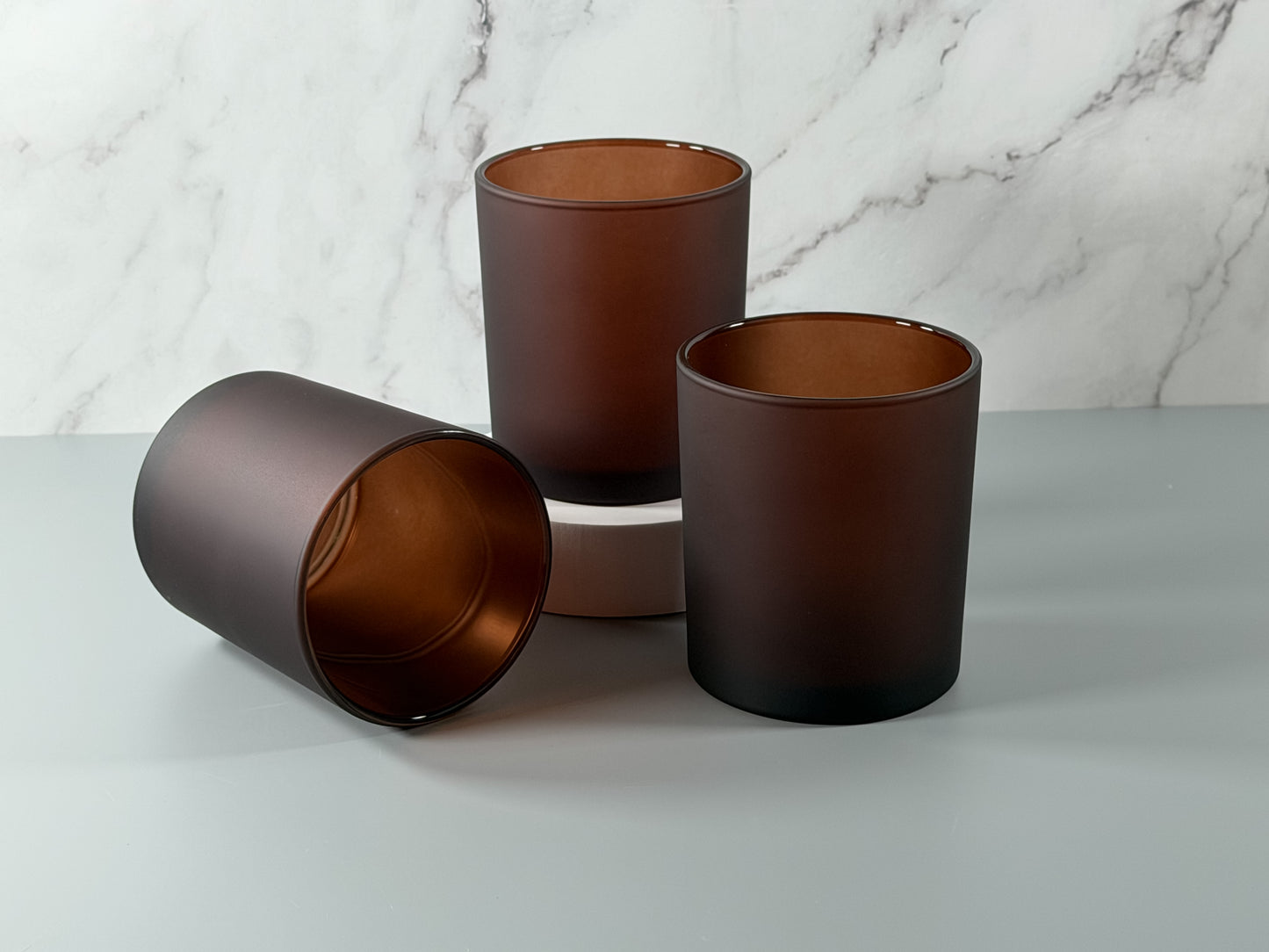 Brown 10oz Frosted Candle Glass
