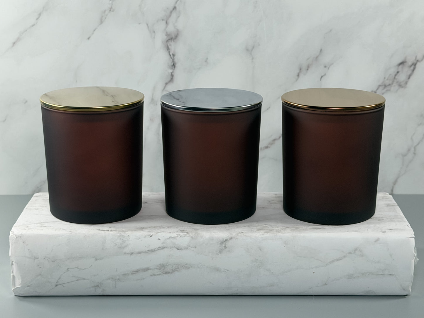 Brown 10oz Frosted Candle Glass