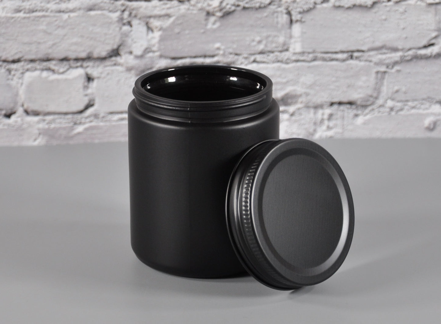 9-oz-mason-jar-matte-black-lid-candles-lotions-wholesale-jars-lids-bulk-jars-lids-wholesale-bulk-glass-vessels-containers-holders-3-scents-candles-miller-place-NY - matte black jars - spice jars - storage jars