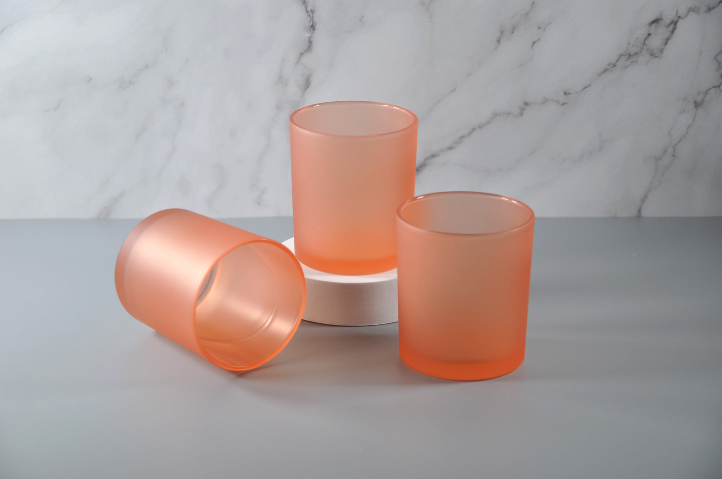 Peach 10oz Frosted Candle Glass