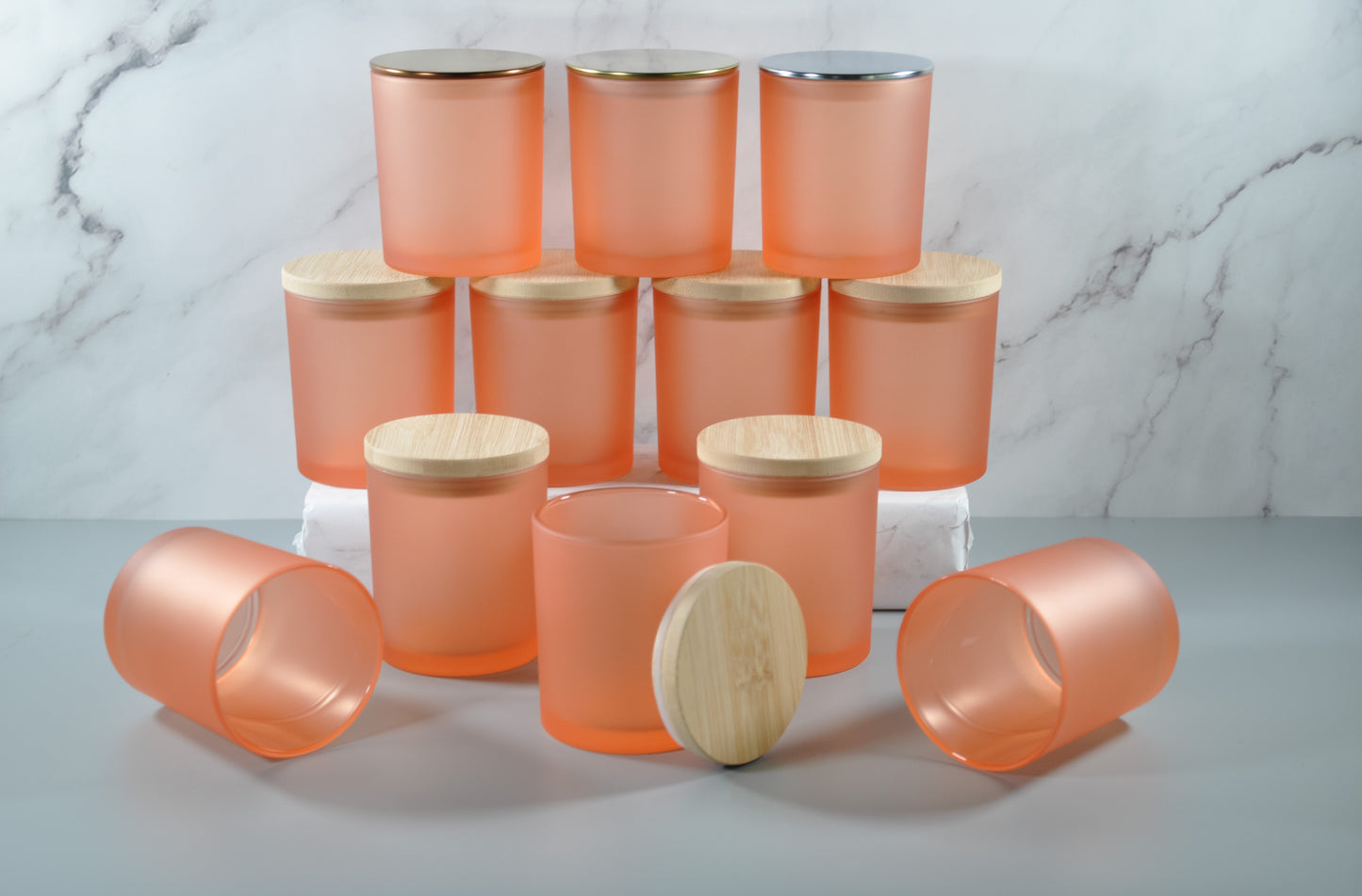 Peach 10oz Frosted Candle Glass